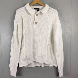 Vintage Campus‎ Henley Sweater Mens XL Acrylic Embroidery 80s Grandpa Academia